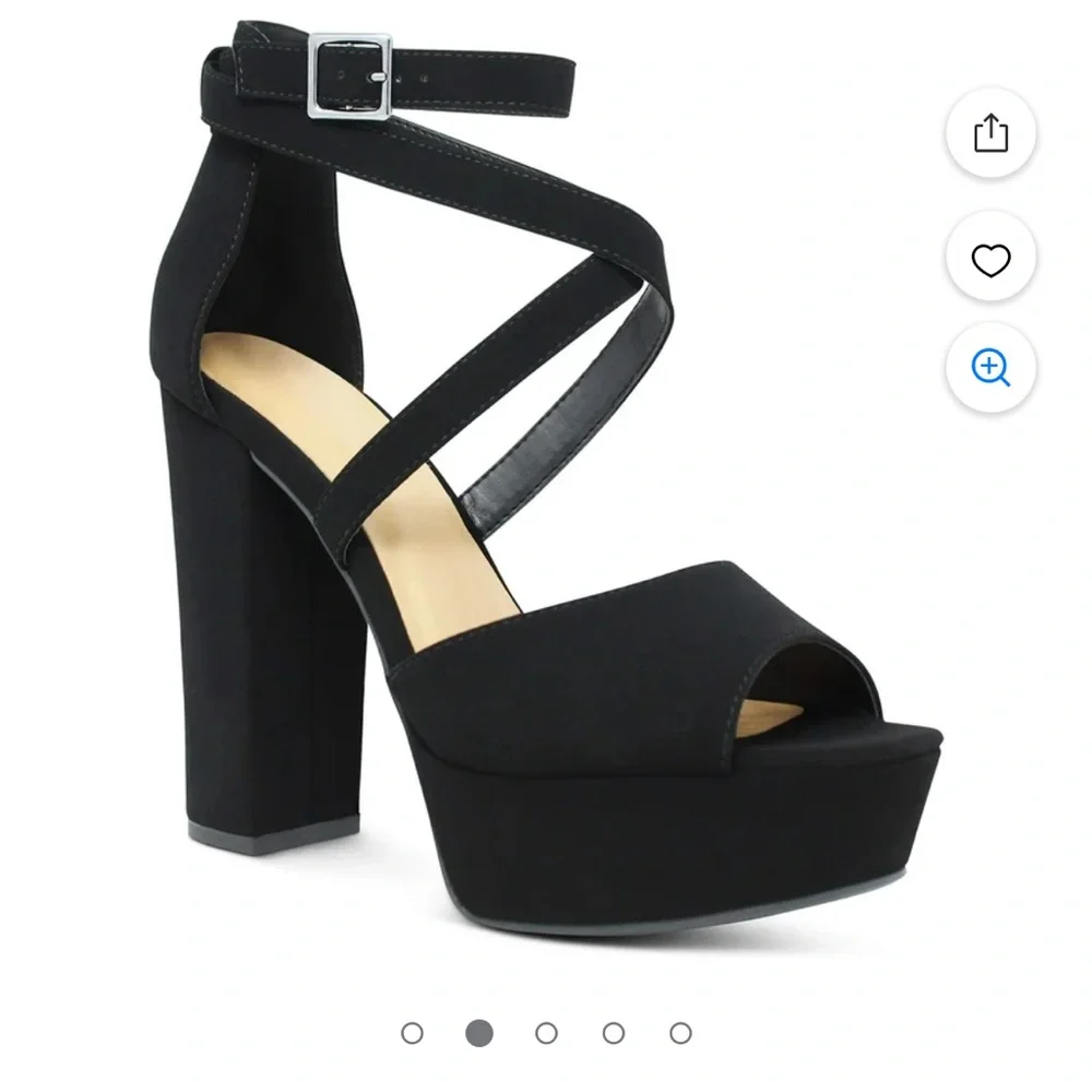 - Women's Marco Republic Black faux suede Platform Heels 6.5 Delhi